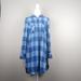 Free People Dresses | Free People| Two Tone Blue Plaid Button Down Light Weight Shirt Dress Sz Medium | Color: Blue/White | Size: M