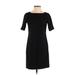 Ann Taylor Casual Dress - Sheath Crew Neck Short sleeves: Black Print Dresses - Women's Size 0