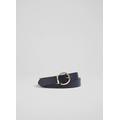 Odette Navy and Cream Leather Reversible Belt, Navy/Ecru