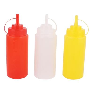 3Pcs 400mL Kitchen Sauce Vinegar Jam Ketchup Squeeze Plastic Bottle - White,Red,Yellow