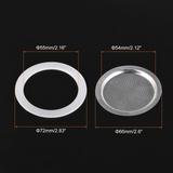 6pcs Silicone Gasket 2pcs Filter Screen 66x54mm for 6-Cup Mocha Coffee Pot - White, Silver Tone