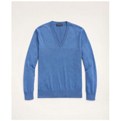 Brooks Brothers Men's Big & Tall Supima Cotton V-Neck Sweater | Dark Blue Heather | Size 4X Tall