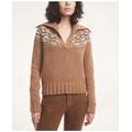 Brooks Brothers Women's Alpaca-Wool Fair Isle Sweater | Brown | Size Small