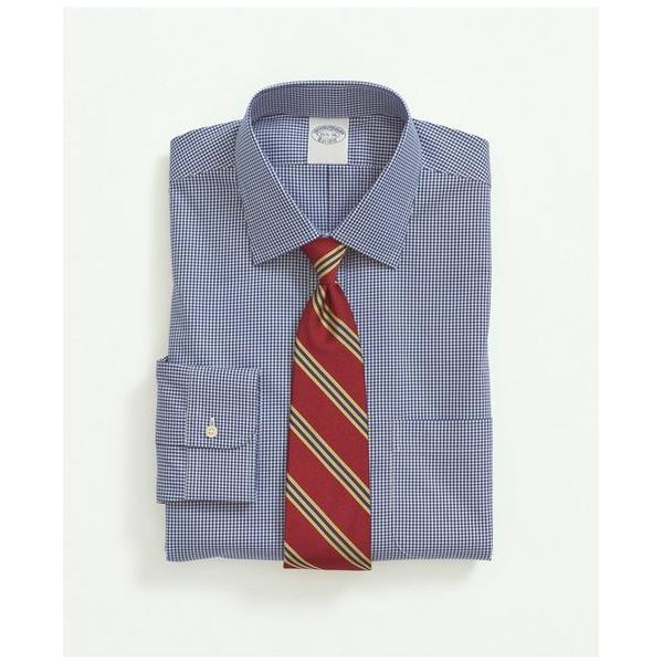 brooks-brothers-mens-stretch-supima-cotton-non-iron-pinpoint-oxford-ainsley-collar,-gingham-dress-shirt-|-bright-blue-|-size-16½-34/