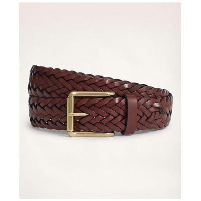 Brooks Brothers Men's Braided Leather Belt | Dark Brown | Size 34