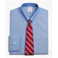 Brooks Brothers Men's Stretch Madison Relaxed-Fit Dress Shirt, Non-Iron Pinpoint Button-Down Collar | Blue | Size 17 36