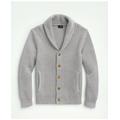 Brooks Brothers Men's Ribbed Cotton Shawl Collar Cardigan | Grey Heather | Size Small