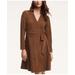 Brooks Brothers Women's Faux Suede Herringbone Wrap Dress | Brown | Size XS