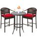 Red Barrel Studio® Deodar Round 2 - Person 28" Long Bar Height Outdoor Dining Set w/ Cushions Metal in Black | 28 W x 28 D in | Wayfair