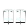 Ebern Designs Cowdry Cross Legs 2 Nesting Tables w/ Storage Metal in White | 20.87 H x 15.75 W x 15.75 D in | Wayfair