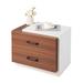 Ebern Designs Donda 2 - Drawer Nightstand in Walnut/White Wood in Brown | 18 H x 21.5 W x 16 D in | Wayfair 5F37420368474BC8AC88EBA101618AC0