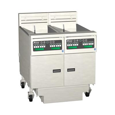 Pitco SE14S-2FD 240/3 Commercial Electric Fryer - (2) 50 lb Vats, Floor Model, 240v/3ph, Stainless Steel