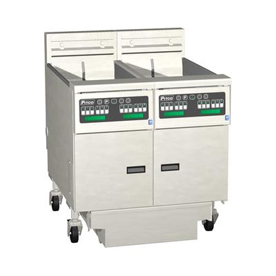 Pitco SE14X-2FD 240/1 Commercial Electric Fryer - (2) 50 lb Vats, Floor Model, 240v/1ph, Stainless Steel