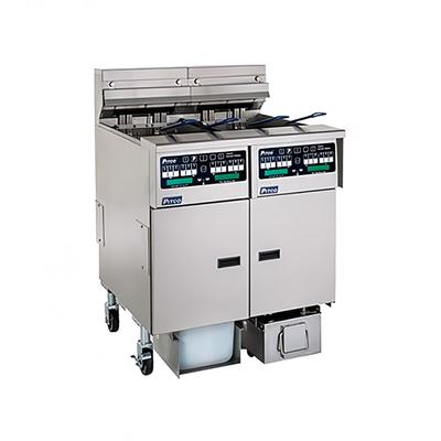 Pitco SELV14C-2/14T/FD 240/3 Commercial Electric Fryer - (2) 30 lb & (2) 15 lb Vats, Floor Model, 240v/3ph, Stainless Steel