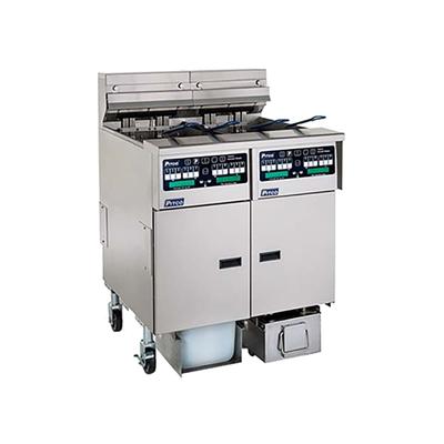 Pitco SELV14TX-C/FD Commercial Electric Fryer - (2) 15 lb Vats, Floor Model, 220v/3ph, Stainless Steel