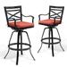 Pellebant Set of 2 Outdoor Swivel Bar Stool with Cushion Cast Aluminum Chairs in Red