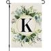 Crowned Beauty Monogram Letter K Garden Flag Floral 12x18 Inch Double Sided for Outside Small Burlap Family Last Name Initial Yard Flag CF773-12
