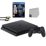 Sony 2215A PlayStation 4 Slim 500GB Gaming Console Black with The Last of Us Part II Game BOLT AXTION Bundle Lke New