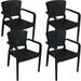 Sunnydaze Segonia All-Weather Plastic Stackable Dining Armchair - Black - Set of 4