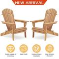 CoSoTower Wooden Outdoor Folding Adirondack Chair Set Of 2 Wood Lounge Patio Chair For Garden Garden Lawn Backyard Deck Pool Side Fire Pit Half Assembled