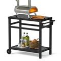 TORVA Outdoor Prep Cart Dining Table for Pizza Oven Patio Grilling Backyard BBQ Grill Cart Navy Blue