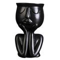 Ceramic Planter Pots Planters Human Sculpture Statue Desktop Planter Indoor Outdoor Statuary Planter Black_A Small