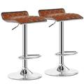 VECELO Adjustable Swivel Bar Stools Set of 2 Modern Counter Height Bar Chair with Footrest Brown