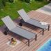 Walsunny 2pcs Patio Outdoor Chaise Lounge Chair with Wheels for Outside Aluminum Adjustable Angle Lounge Chair Setï¼ˆLight Grayï¼‰