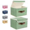 4Pcs Foldable Storage Bin Boxes with Lid Fabric Basket Container Organizer