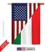 Breeze Decor 08238 US Italian Friendship 2-Sided Vertical Impression House Flag - 28 x 40 in.
