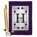 Breeze Decor BD-SB-HS-130008-IP-BO-D-US09-BD 28 x 40 in. Vertical Classic H Initial Interests Simply Beauty Impressions Decorative Double Sided House Flag Set with Pole & Bracket Hardware