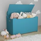Wooden Storage Chest SYNGAR Modern Kids Toy Box with Safety Hinged Cover and Seating Bench Boys and Girls Toy Wooden Ottoman Storage Chest Organizer for Living Room Bedroom Playroom Teal D9249