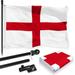 G128 Combo Pack: 6 Feet Tangle Free Spinning Flagpole (Black) England English Flag 3x5 ft Printed 150D Brass Grommets (Flag Included) Aluminum Flag Pole