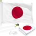 G128 Combo Pack: 6 Feet Tangle Free Spinning Flagpole (White) Japan Japanese Flag 3x5 ft Printed 150D Brass Grommets (Flag Included) Aluminum Flag Pole