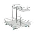 Household Essentials Double-sided 2-Tier Sliding Pantry Organizer 14.57 H x 14.96 W x 15.94 D Powder-Coated Steel Frame Great for Kitchen or Bathroom Organization Hardware Included Nickel