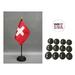 Box of 12 Switzerland 4 x6 Miniature Desk & Table Flags Includes 12 Flag Stands & 12 Swiss Small Mini Stick Flags