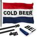 G128 Combo Pack: 6 Feet Tangle Free Spinning Flagpole (Black) Cold Beer Flag 3x5 ft Printed 150D Brass Grommets (Flag Included) Aluminum Flag Pole