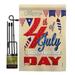 Breeze Decor BD-FJ-GS-111008-IP-BO-D-US15-BD 13 x 18.5 in. Happy 4th Americana Fourth of July Vertical Double Sided Mini Garden Flag Set with Banner Pole