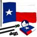 G128 - 6 Feet Tangle Free Spinning Flagpole (Black) Texas Flag Brass Grommets Embroidered 3x5 ft (Flag Included) Aluminum Flag Pole