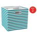 DII Hard Sided Collapsible Fabric Storage Container for Nursery Offices Home Organization (Large-13x13x13) Teal (Pack of 2)