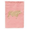 Carolines Treasures BB7826CHF Charolais Cow Pink Check Flag Canvas House Size Large multicolor