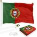 G128 Combo Pack: 6 Feet Tangle Free Spinning Flagpole (White) Portugal Portuguese Flag 3x5 ft Printed 150D Brass Grommets (Flag Included) Aluminum Flag Pole