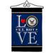 US Navy Love Military Impressions Decorative Vertical 13 x 18.5 Double Sided Flag Set Metal Wall Hanger Hardware