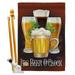 Breeze Decor BD-BV-HS-117028-IP-BO-D-US13-BD 28 x 40 in. Its Beer O Clock Happy Hour & Drinks Beverages Impressions Decorative Vertical Double Sided House Flag Set & Pole Bracket Hardware