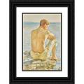 Henry Scott Tuke 13x18 Black Ornate Wood Framed Double Matted Museum Art Print Titled - Watching the Sea