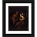 Godfried Schalcken 12x14 Black Ornate Wood Framed Double Matted Museum Art Print Titled: Young Man and Woman Studying a Statue of Venus by Lamplight (1688 - 1692)