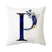 Throw Pillow Covers Alphabet Decorative Pillow Cases ABC Letter Flowers Cushion Covers 18 X 18 Inch Square Pillow Protectors For Sofa Couch Bedroom Car Chair Home Decor