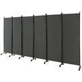 Costway 6-Panel Folding Room Divider 6FT Rolling Privacy Screen with Lockable Wheels Grey