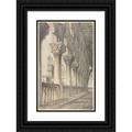 John Ruskin 13x18 Black Ornate Wood Framed Double Matted Museum Art Print Titled - Loggia of the Ducal Palace Venice (1849-50)