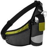 Coolmee Ajustable Running Waist Pack Hydration Belt with Water Bottle Holder Night Reflective Outdoor Sport Running Belt for Men Women with Large Pockets for Smartphones Green